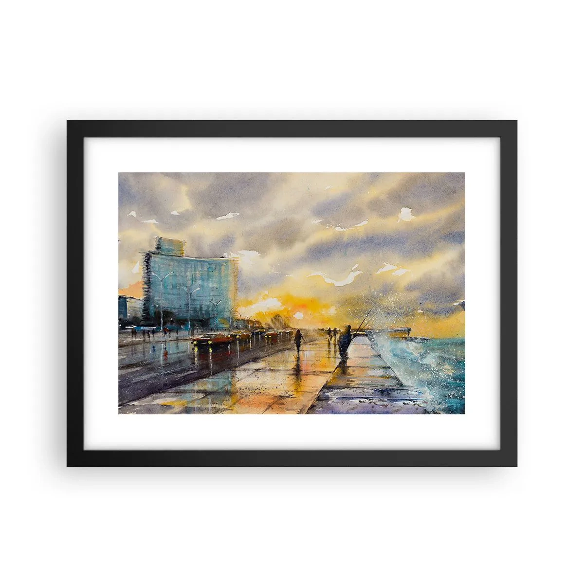 Poster in een zwarte lijst - Het leven aan de oever - 40x30 cm