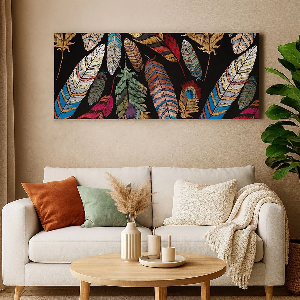 Schilderen op canvas - Het vogelcarnaval - 100x40 cm