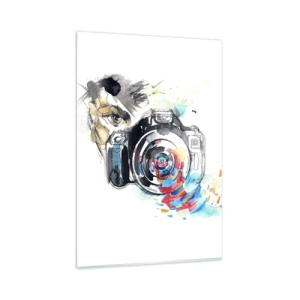 Schilderen op glas - In het oog van de lens - 80x120 cm