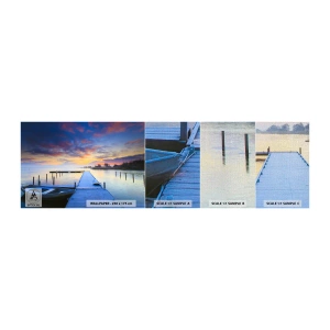 Fotobehang Monster Premium Canvas - Violet-gouden kalmte - Landschap, Meer, Boot - 100x30 cm