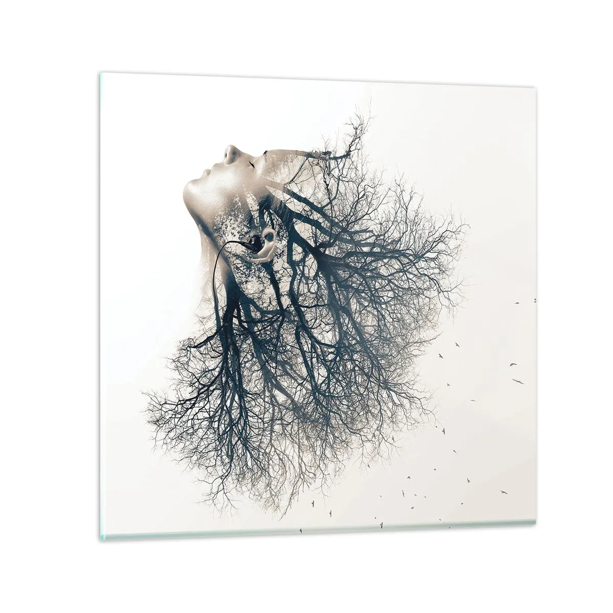 Schilderen op glas - Luisteren naar het gefluister van bomen - 70x70 cm