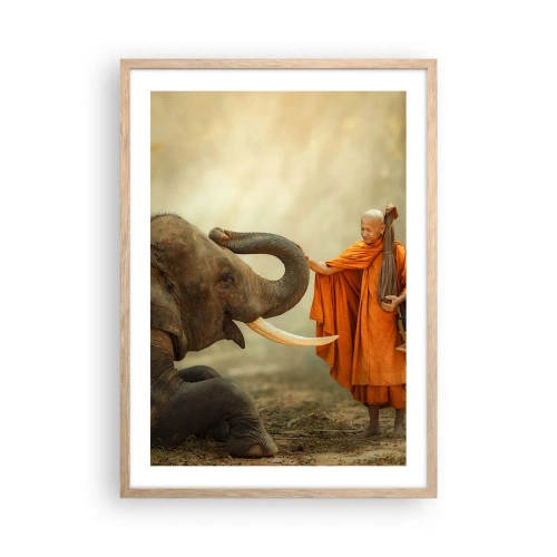 Een poster in een licht eiken lijst - Ontmoeting tijdens een reis - 50x70 cm