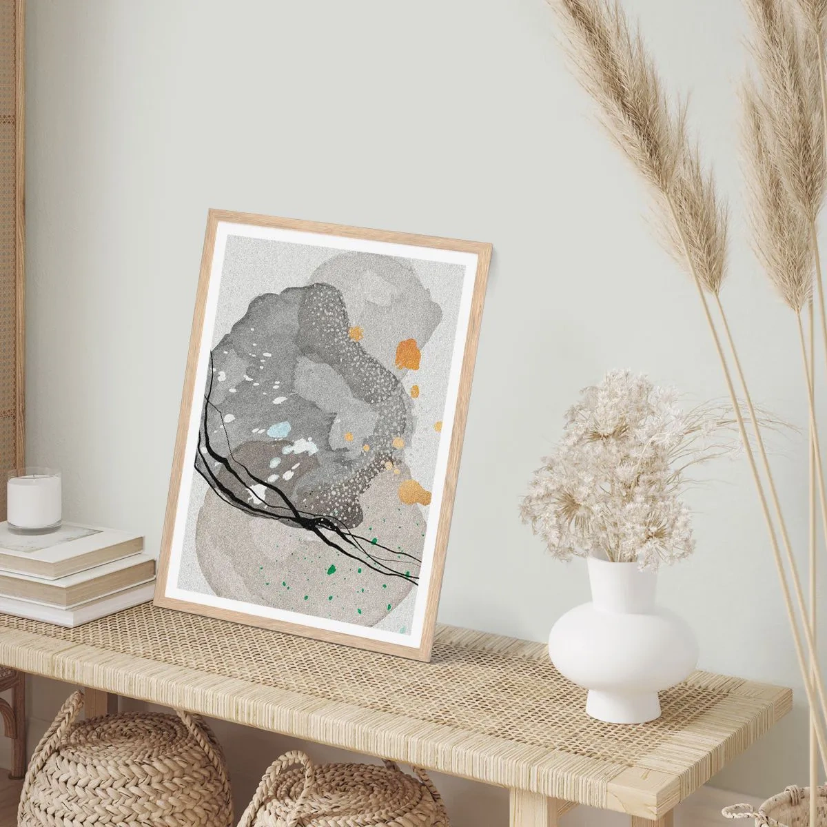 Een poster in een licht eiken lijst - Organische compositie - 61x91 cm
