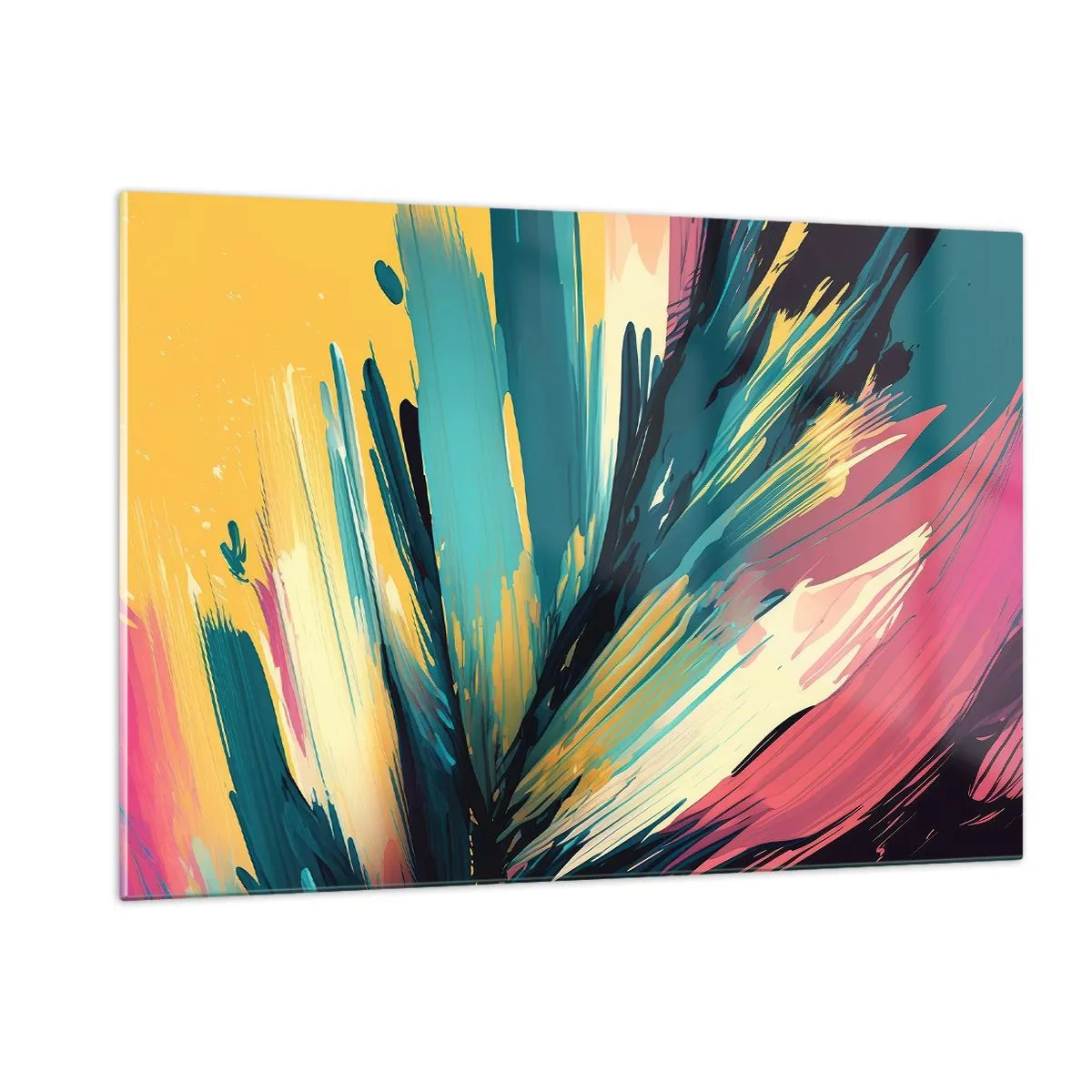 Schilderen op glas - Compositie – een explosie van vreugde - 120x80 cm