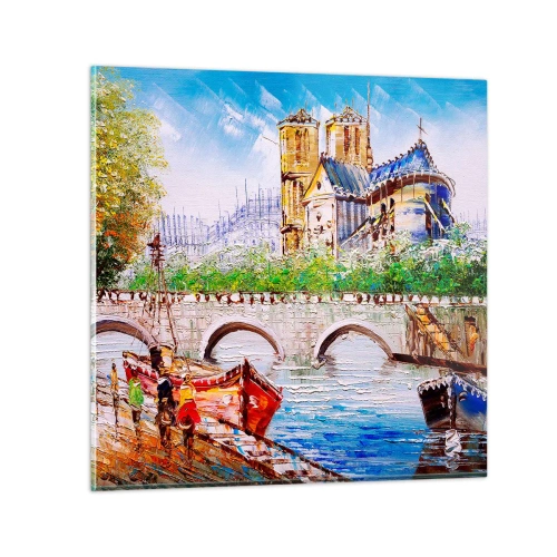 Schilderen op glas - Hun tijd gaat nooit voorbij - 60x60 cm