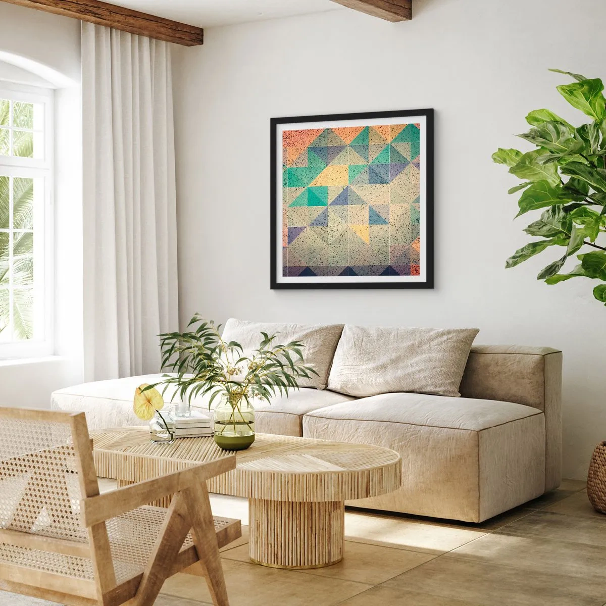 Poster in een zwarte lijst - Republiek van driehoeken - 60x60 cm