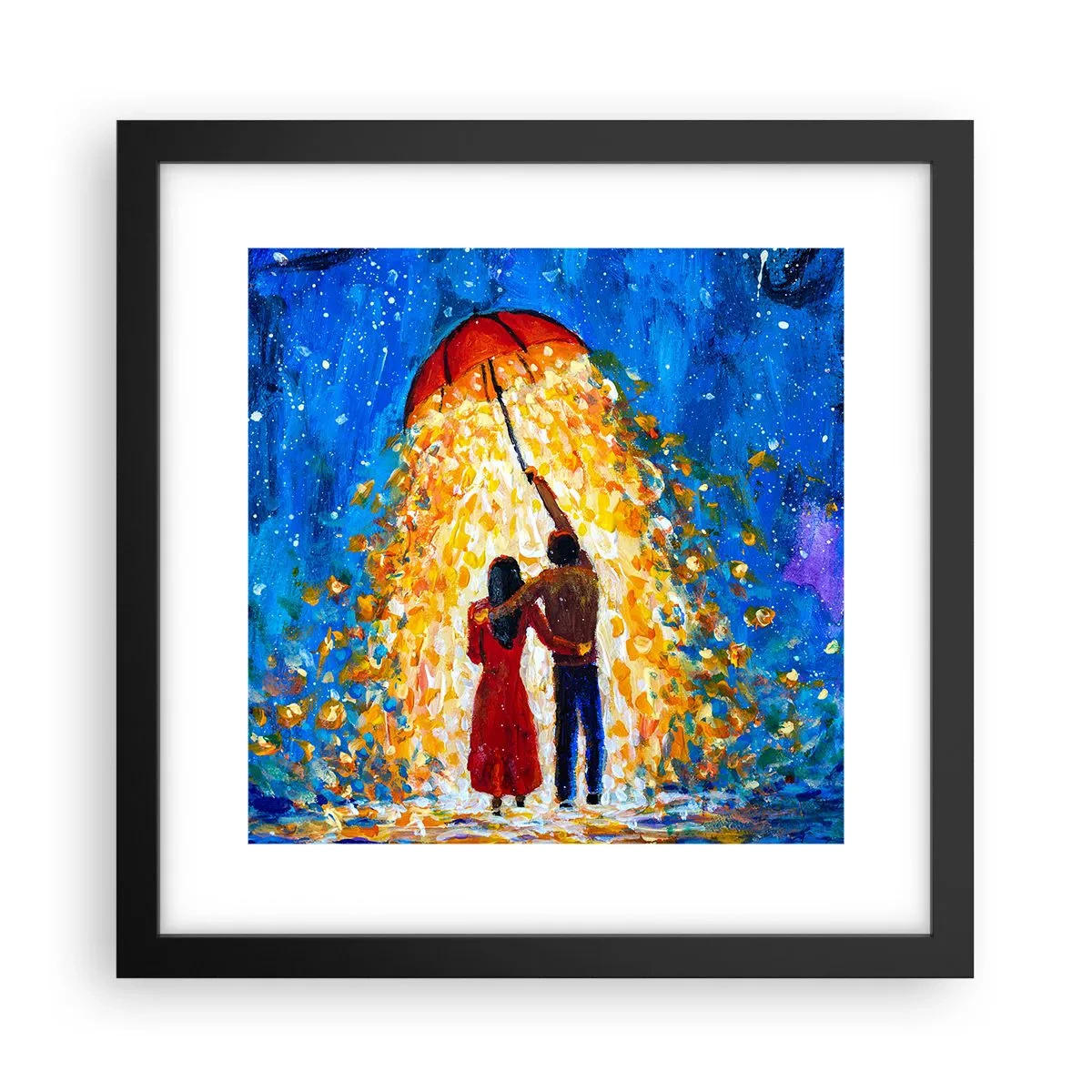 Poster in een zwarte lijst - De magie van een regenachtige avond? - 30x30 cm
