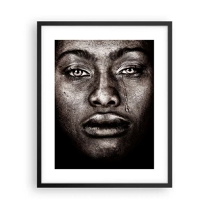 Poster in een zwarte lijst - een traan - 40x50 cm