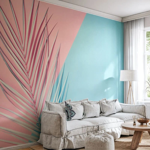 Fotobehang op maat Premium Sand - Tropische impressie - Palmblad, Abstractie, Grafisch