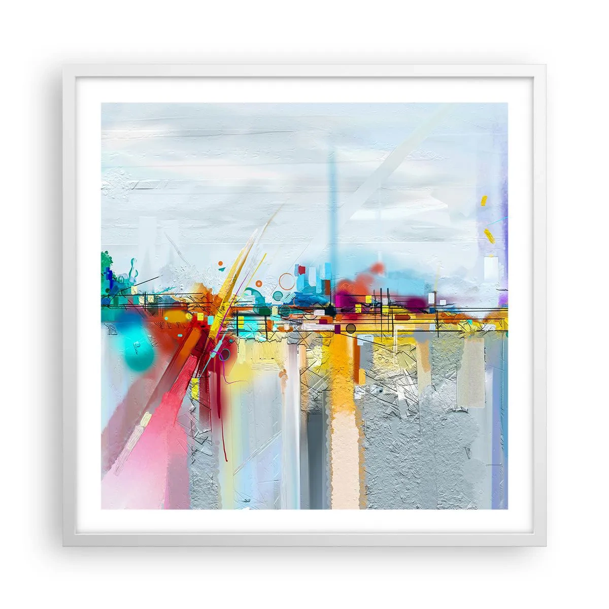 Poster in een witte lijst - Brug van vreugde bij de rivier van het leven - 60x60 cm