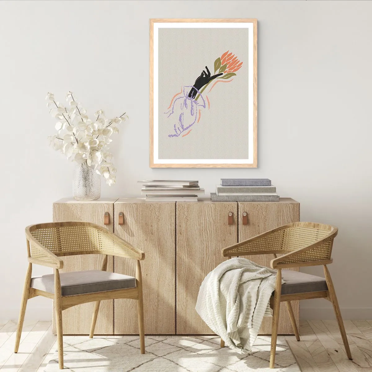 Een poster in een licht eiken lijst - Zusterlijke aanraking - 61x91 cm