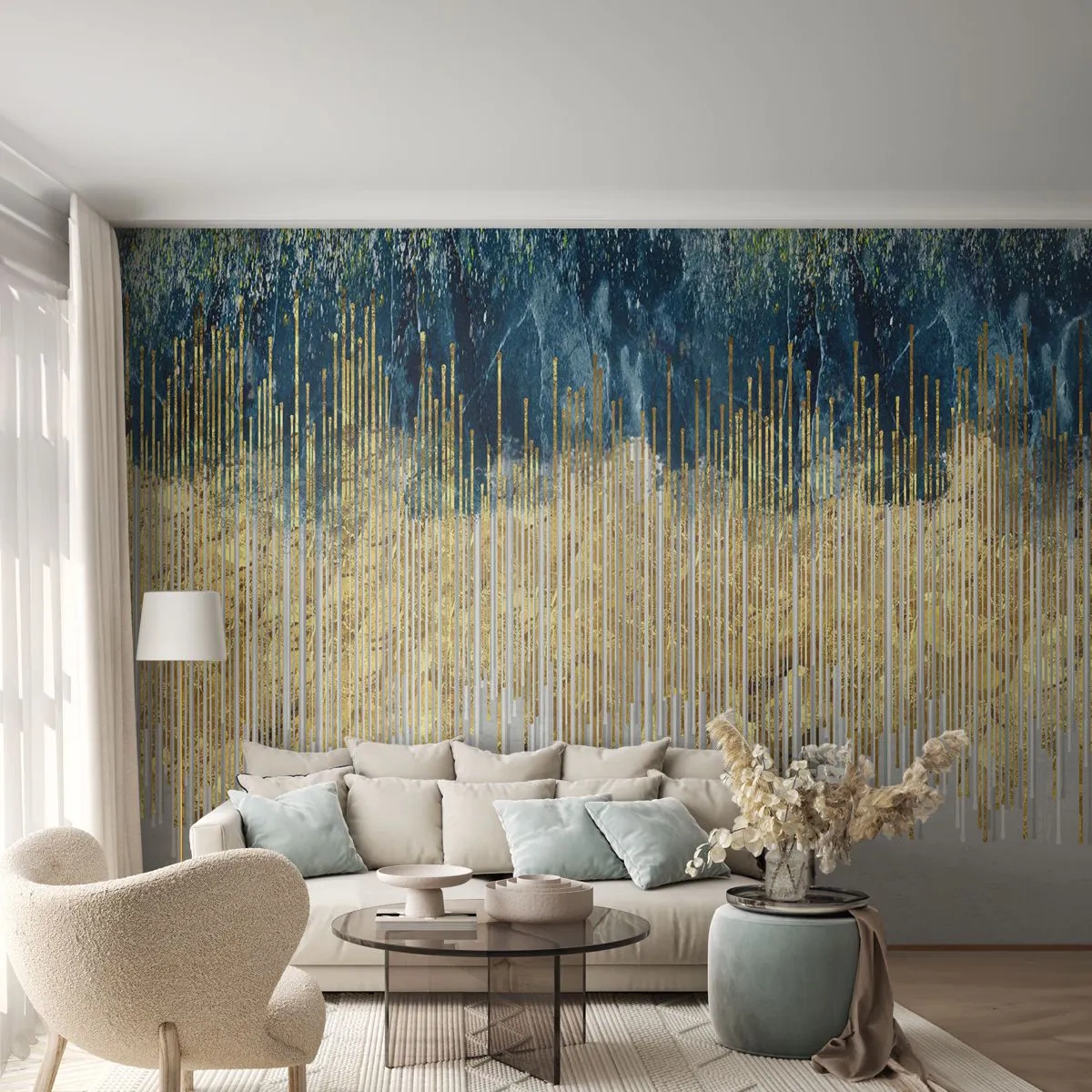 Zelfklevend Fotobehang Deluxe Sticker - Vergulde grens - Deel, Art-deco, Modern - 300x210 cm