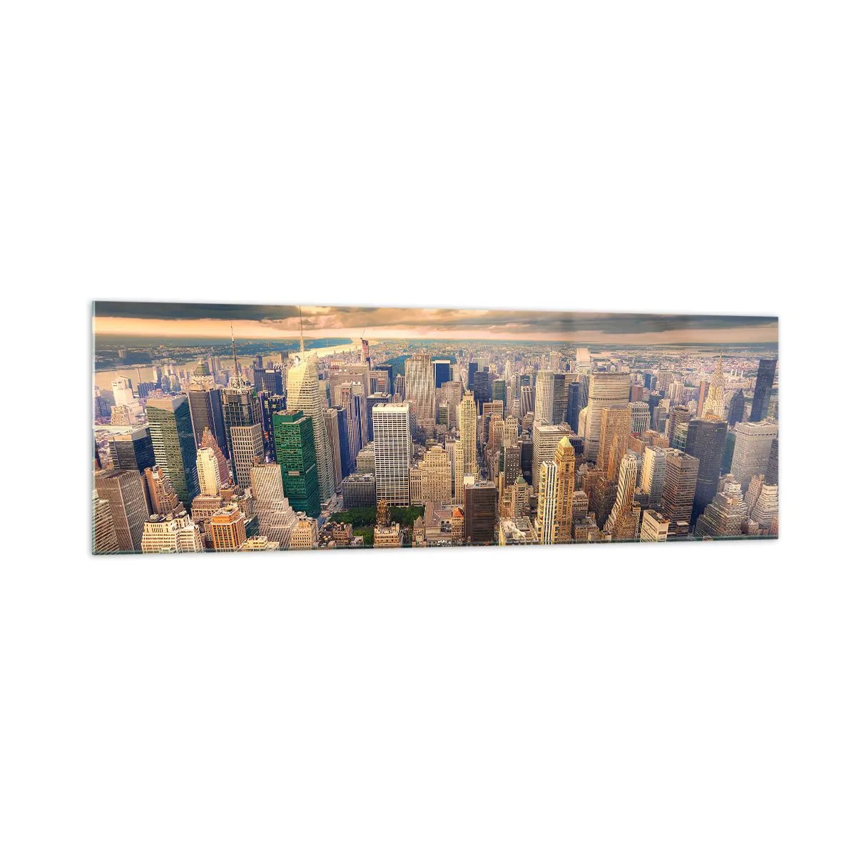 Schilderen op glas - Vergulde metropool - 160x50 cm