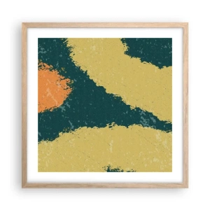 Een poster in een licht eiken lijst - Abstractie – langzame beweging - 50x50 cm