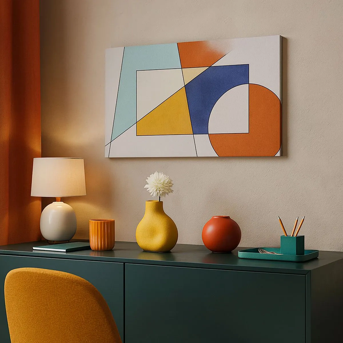 Schilderen op canvas - Abstractie: modernistisch plezier - 100x40 cm