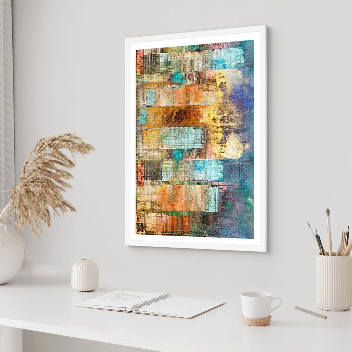 Poster in een witte lijst - Een zonnige metropool - 40x50 cm