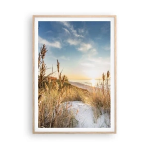Een poster in een licht eiken lijst - Noord strand - 70x100 cm
