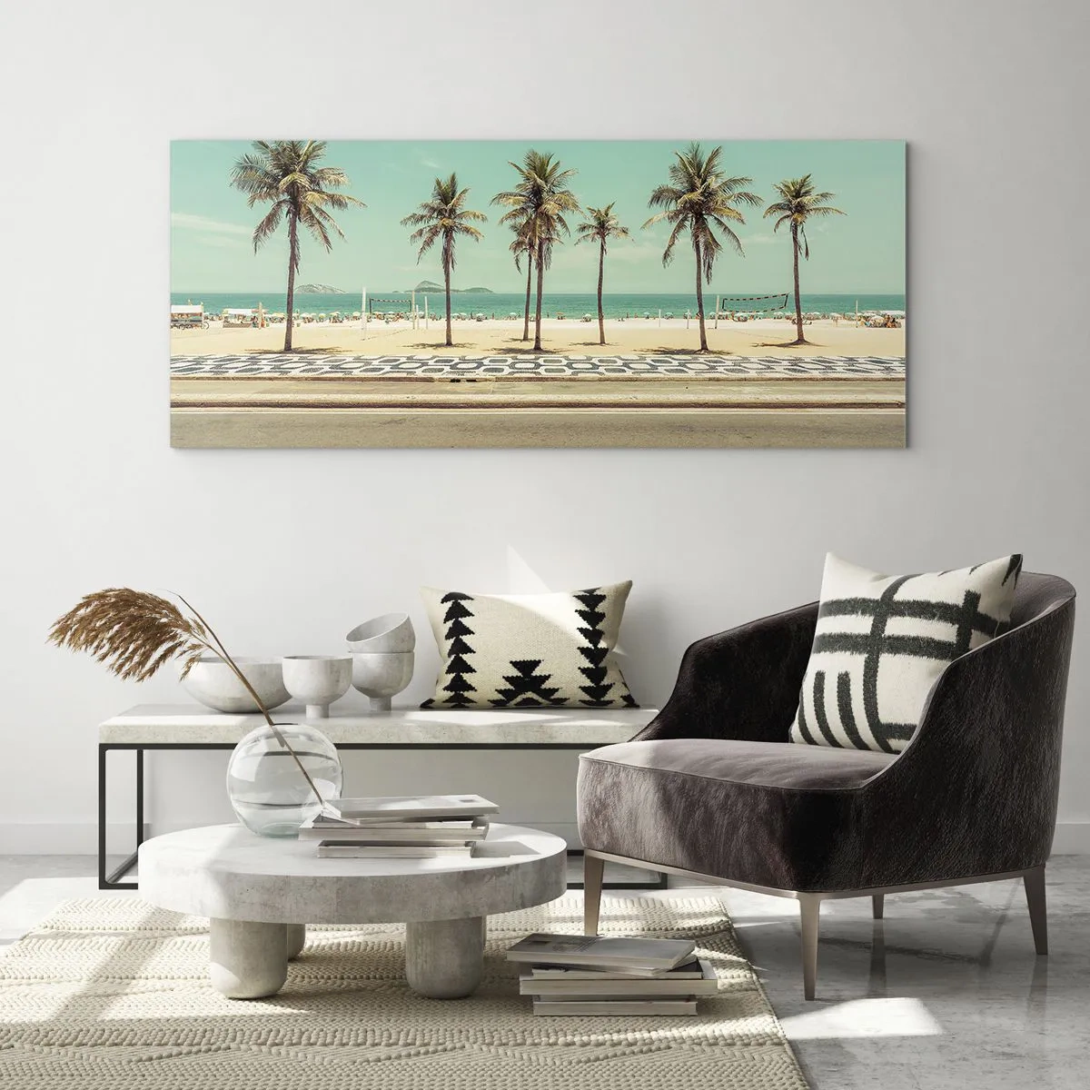 Schilderen op glas - Op wacht op het strand - 160x50 cm