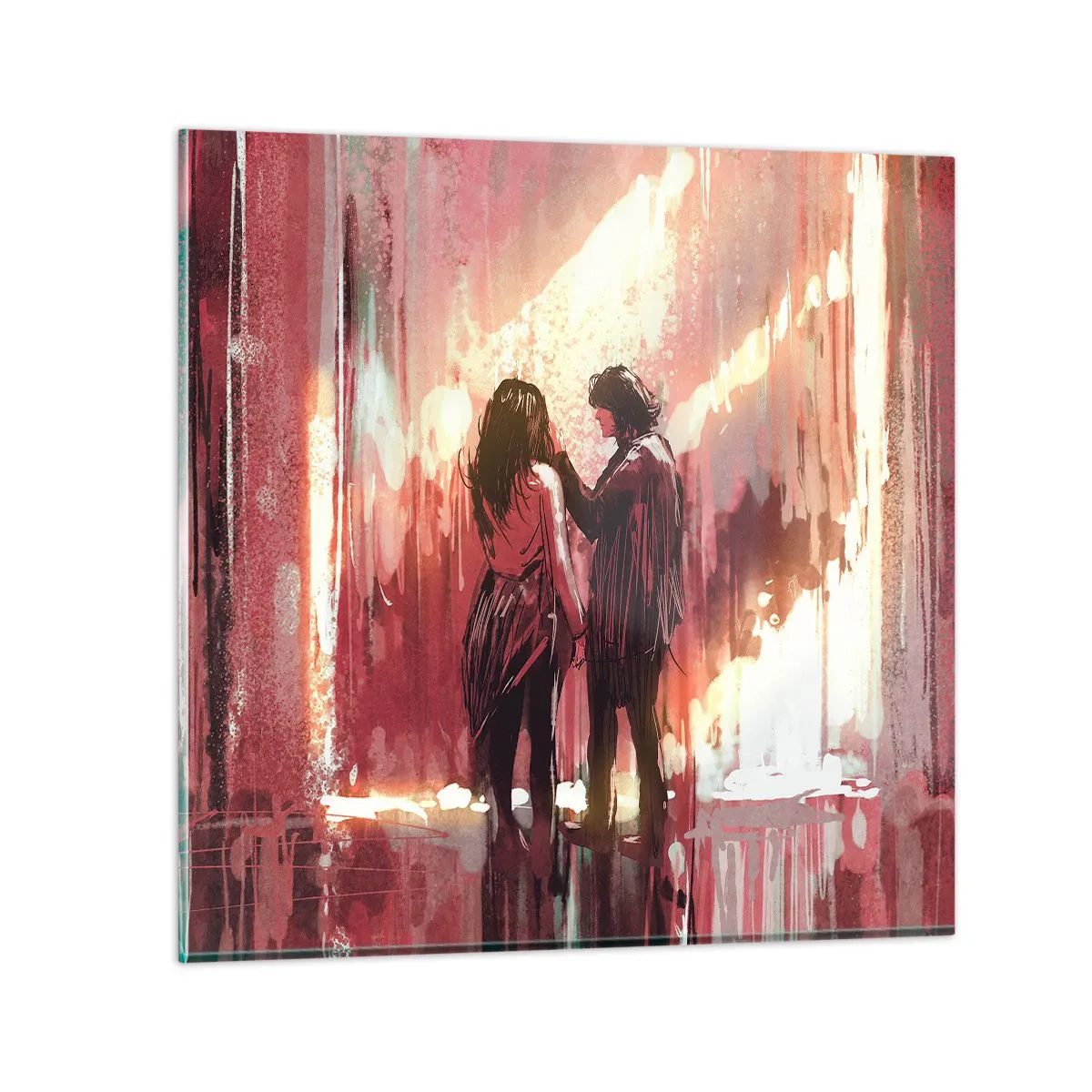 Schilderen op glas - Het eeuwige schouwspel van de liefde - 30x30 cm