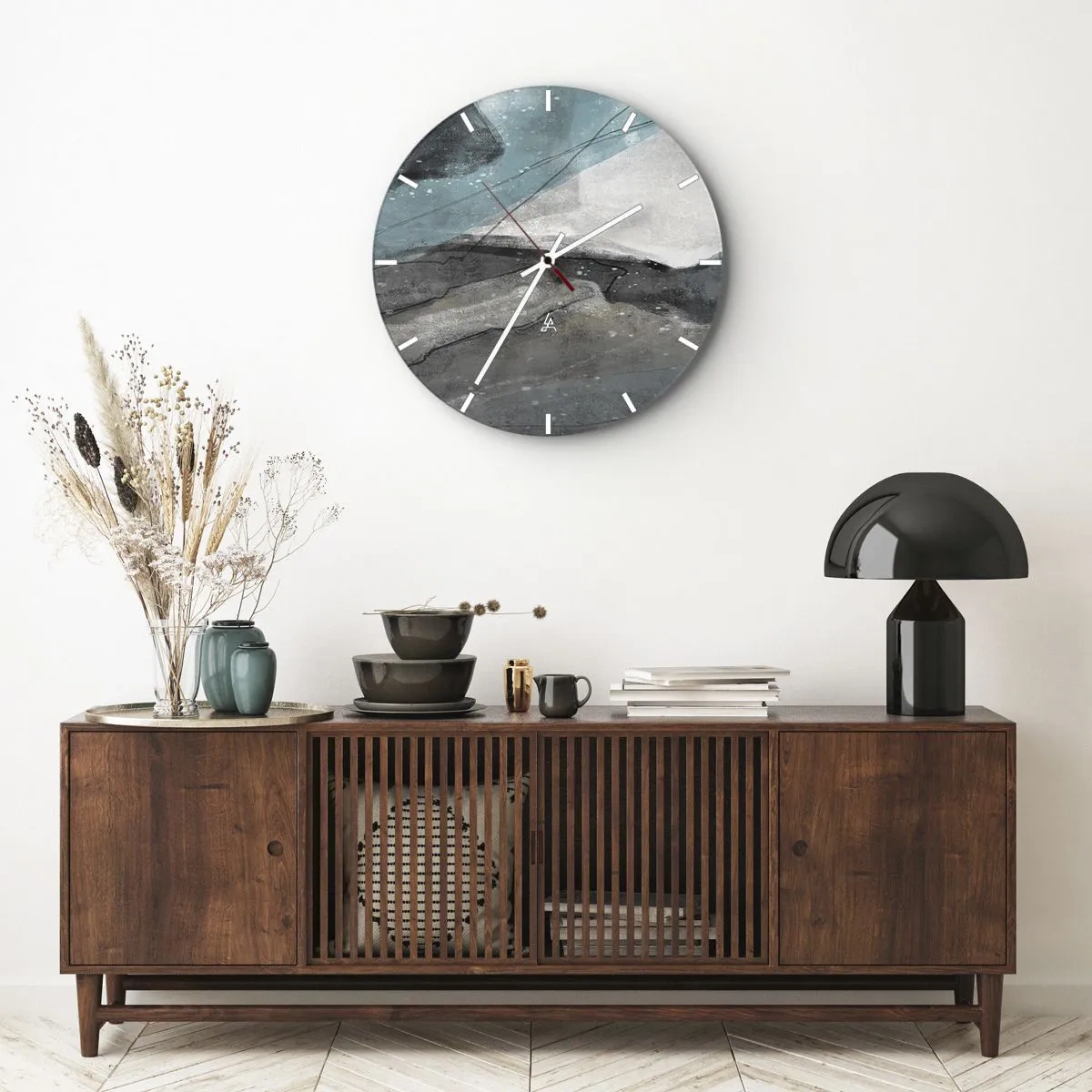 Wandklok - Klok - Abstractie: rotsen en ijs - 40x40 cm