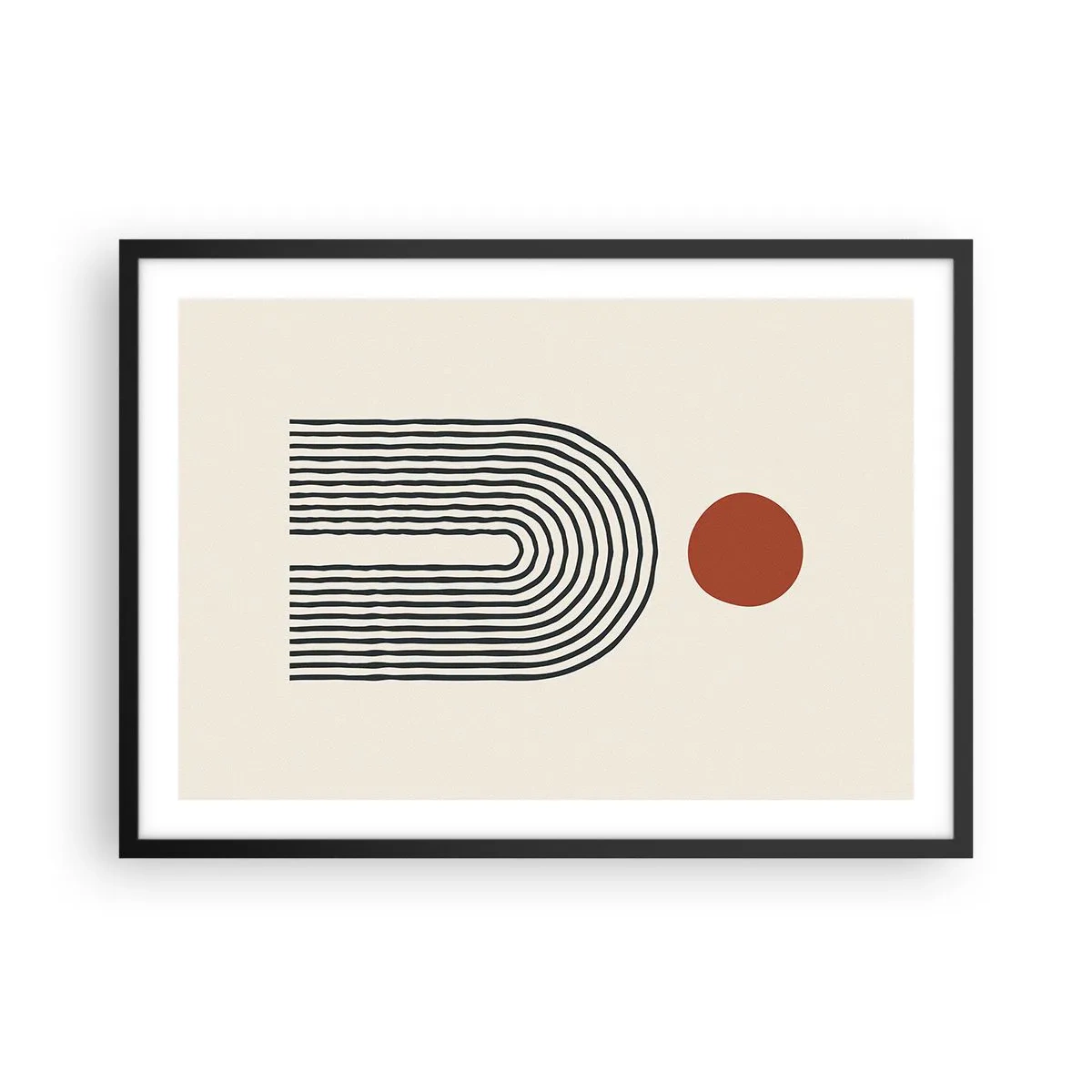 Poster in een zwarte lijst - Magnetisme van vormen en kleuren - 70x50 cm