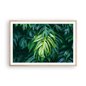 Een poster in een licht eiken lijst - Dompel jezelf onder in de frisheid - 91x61 cm