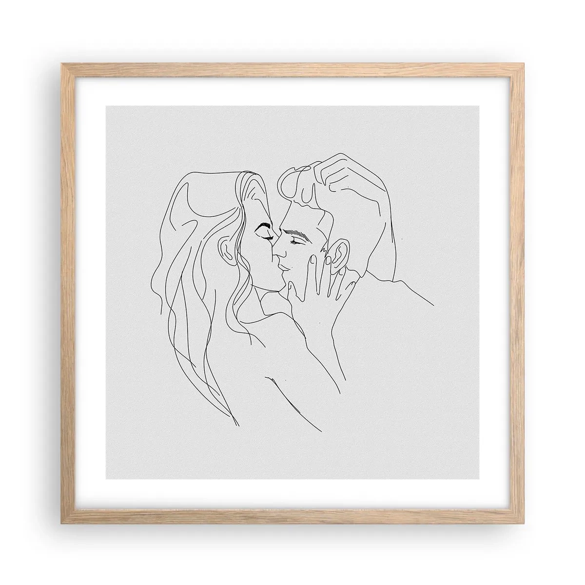 Een poster in een licht eiken lijst - Dezelfde regel - 50x50 cm