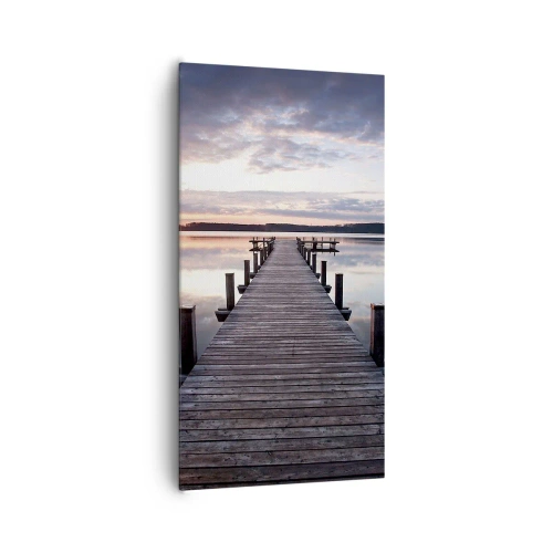 Schilderen op canvas - Een rustige grens tussen dag en nacht - 65x120 cm