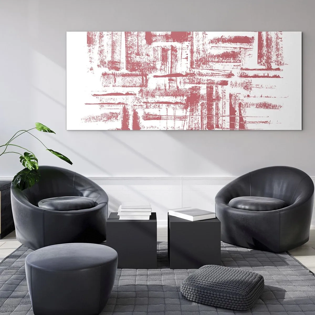 Schilderen op glas - De rode stad - 120x50 cm
