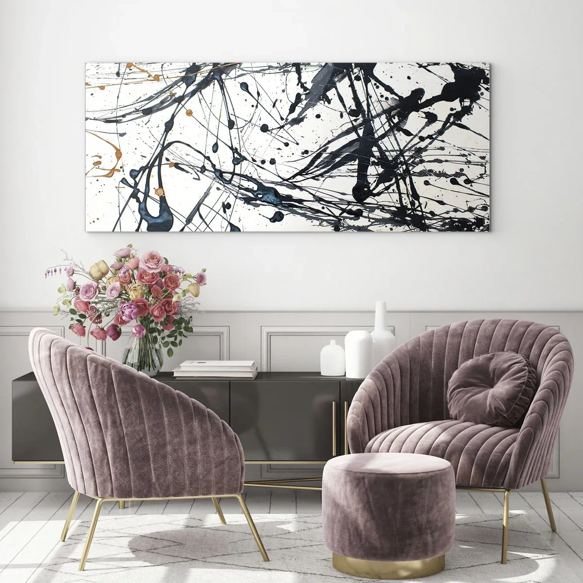 Schilderen op glas - Expressionistische abstractie - 100x40 cm
