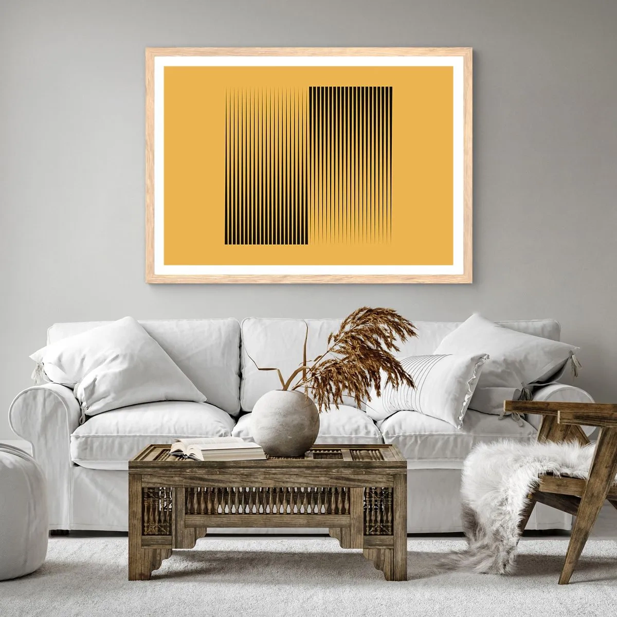 Een poster in een licht eiken lijst - Vierkant van tegenpolen - 50x40 cm