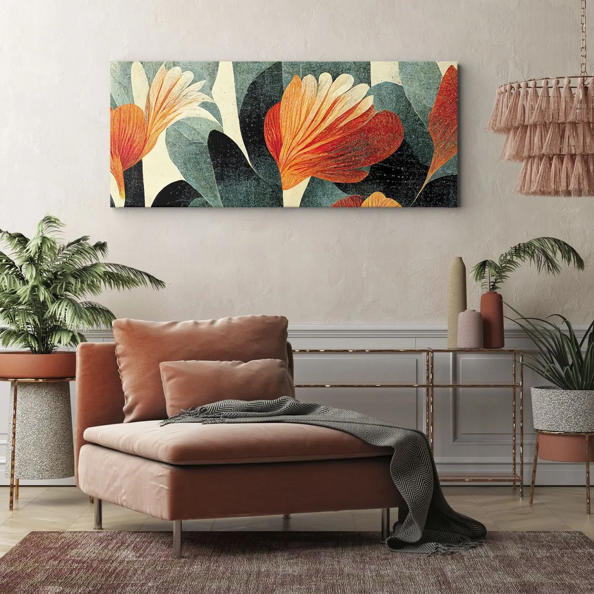 Schilderen op canvas - De hitte van de tropen en de koelte van het groen - 100x40 cm