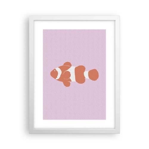 Poster in een witte lijst - In koraal dat bij haar gezicht en staart past - 30x40 cm