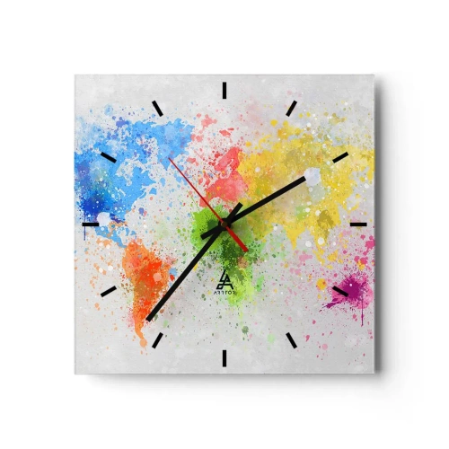 Wandklok - Klok - Alle kleuren van de wereld - 30x30 cm