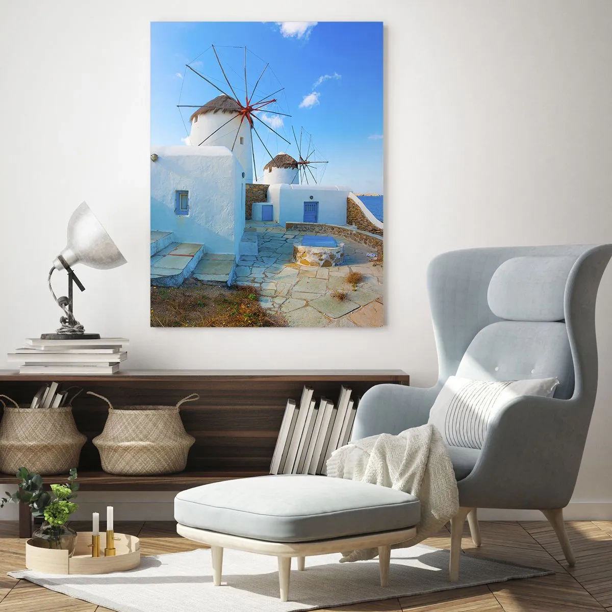 Schilderen op glas - De blauwe wind uit de zee - 50x70 cm