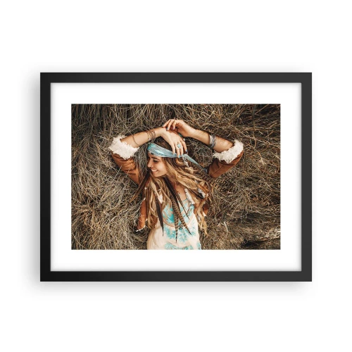 Poster in een zwarte lijst - Op weg naar de zomer van de liefde - 40x30 cm