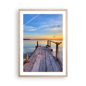 Een poster in een licht eiken lijst - Loop recht naar de zon - 50x70 cm