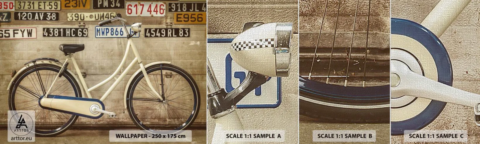 Fotobehang Monster Premium Canvas - Zonder complexen - Muurschildering, Fiets, Platen - 100x30 cm