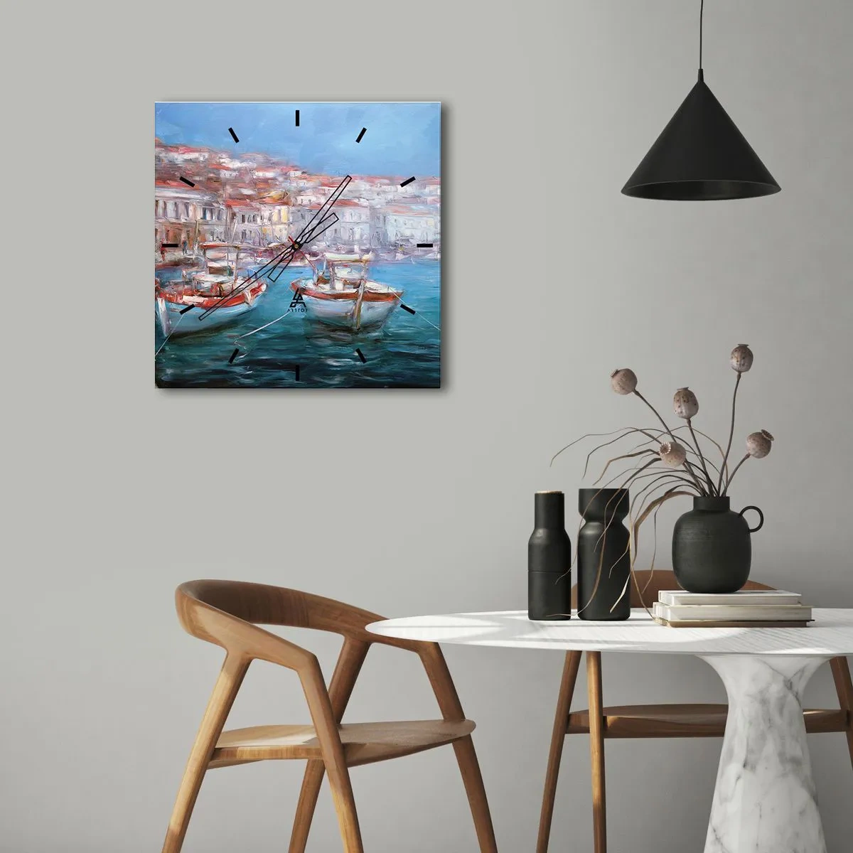 Wandklok - Klok - Italiaanse baai - 40x40 cm