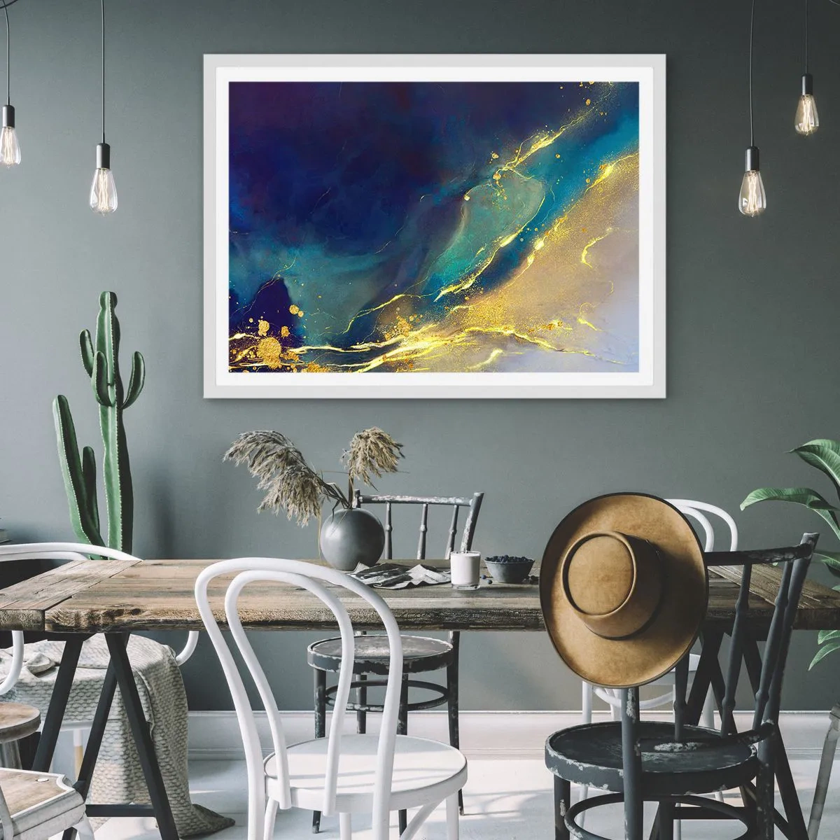 Poster in een witte lijst - De gouden poel - 100x70 cm