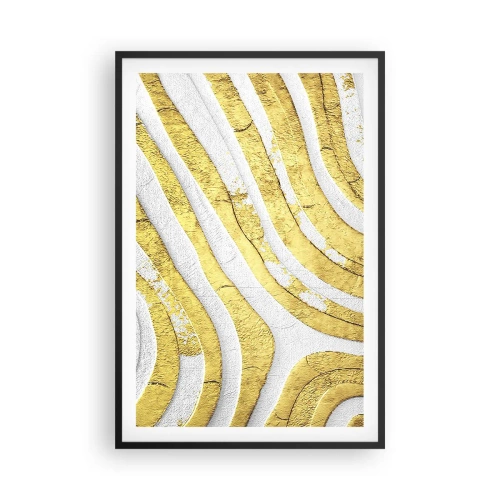 Poster in een zwarte lijst - Compositie in wit en goud - 61x91 cm