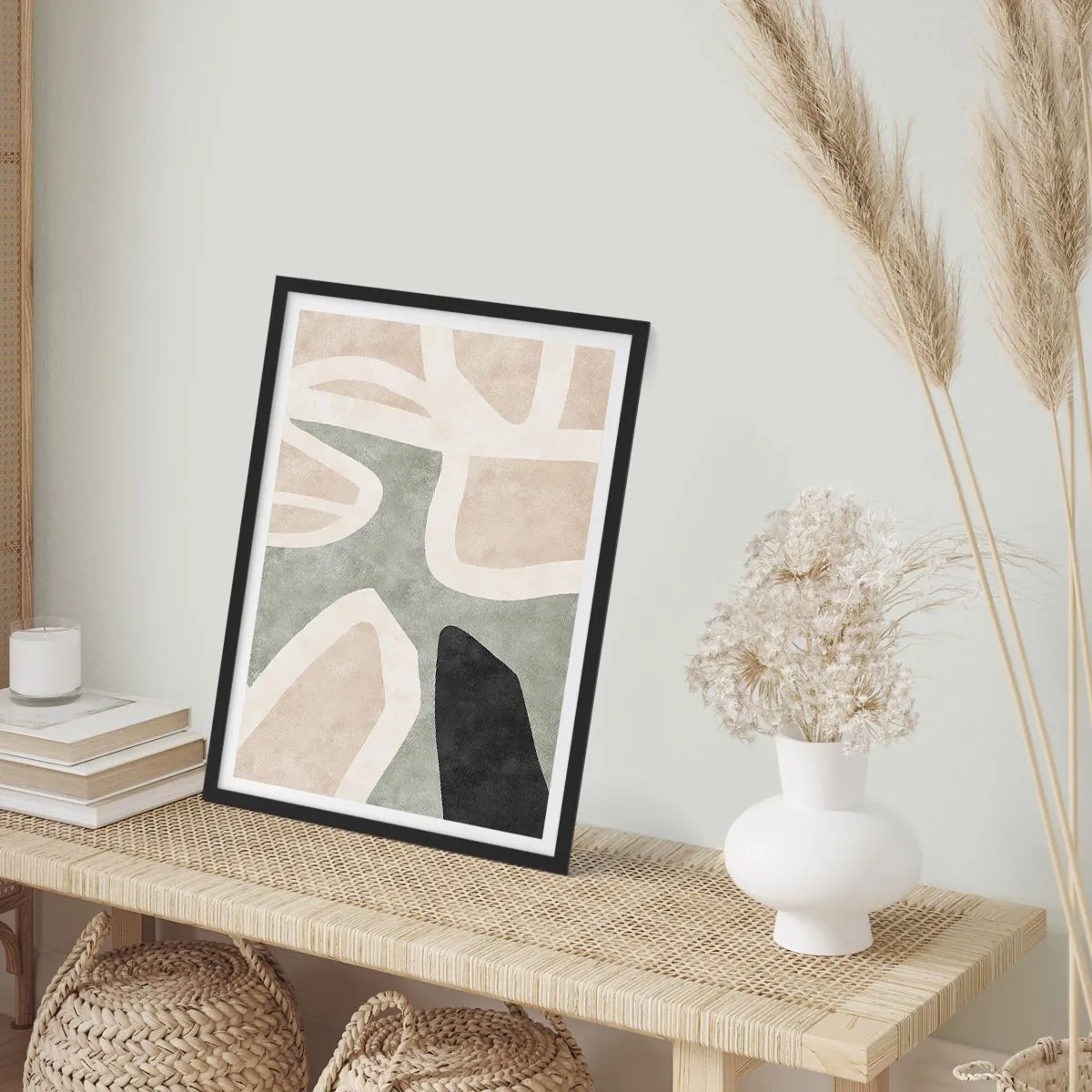 Poster in een zwarte lijst - Compositie met een zwart motief - 70x100 cm