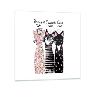 Schilderen op glas - Er waren drie katten - 50x50 cm