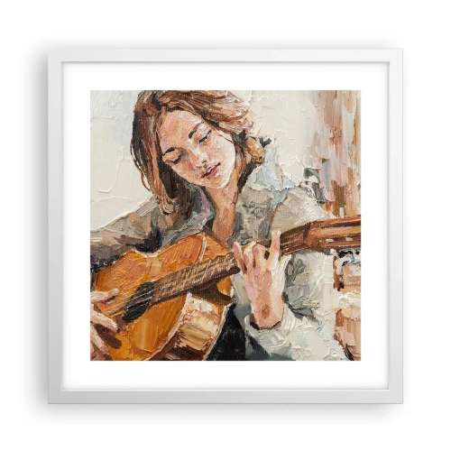 Poster in een witte lijst - Concerto voor gitaar en een meisjeshart - 40x40 cm