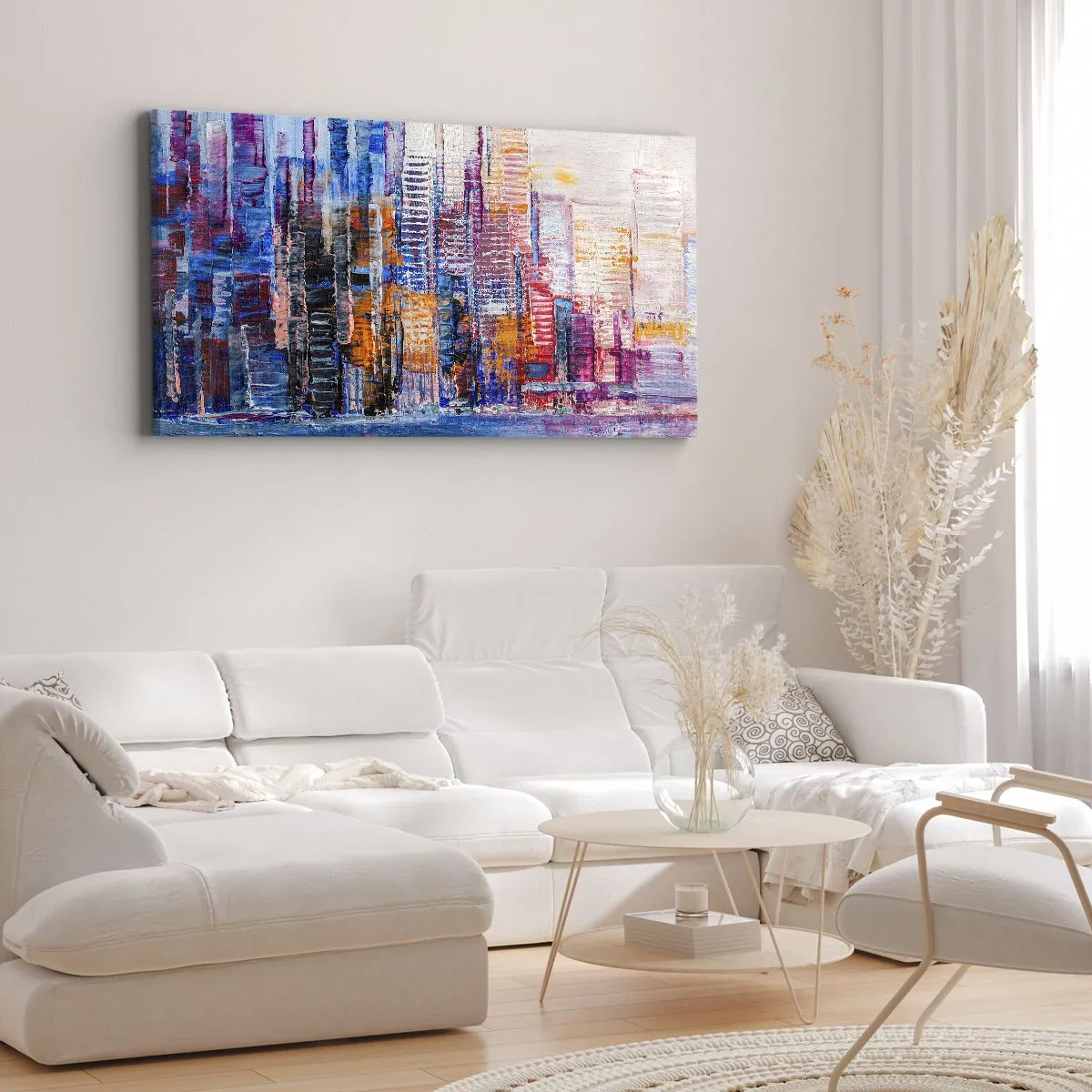 Schilderen op canvas - Een vrolijke metropool - 100x40 cm