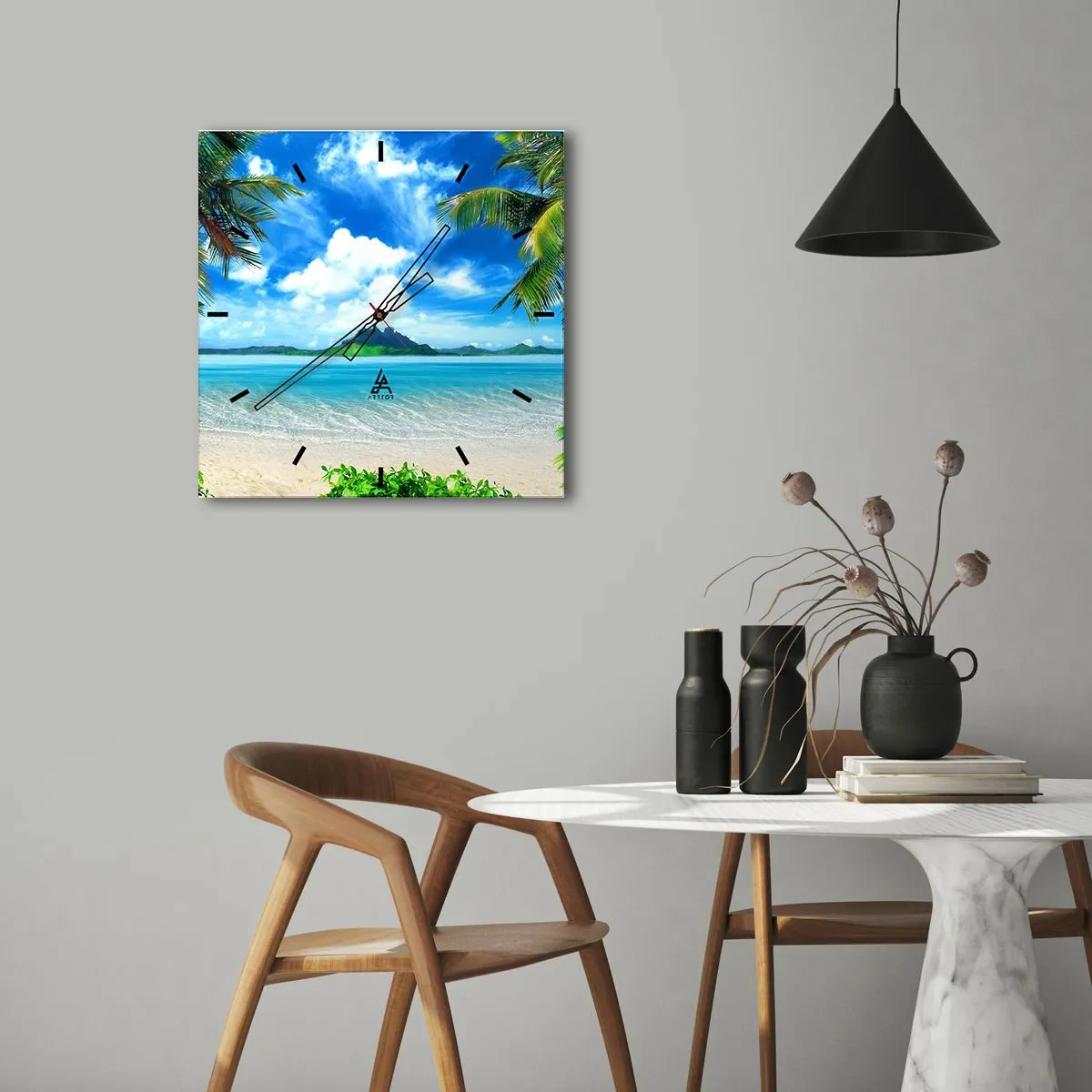 Wandklok - Klok - Het azuur van de tropen - 30x30 cm