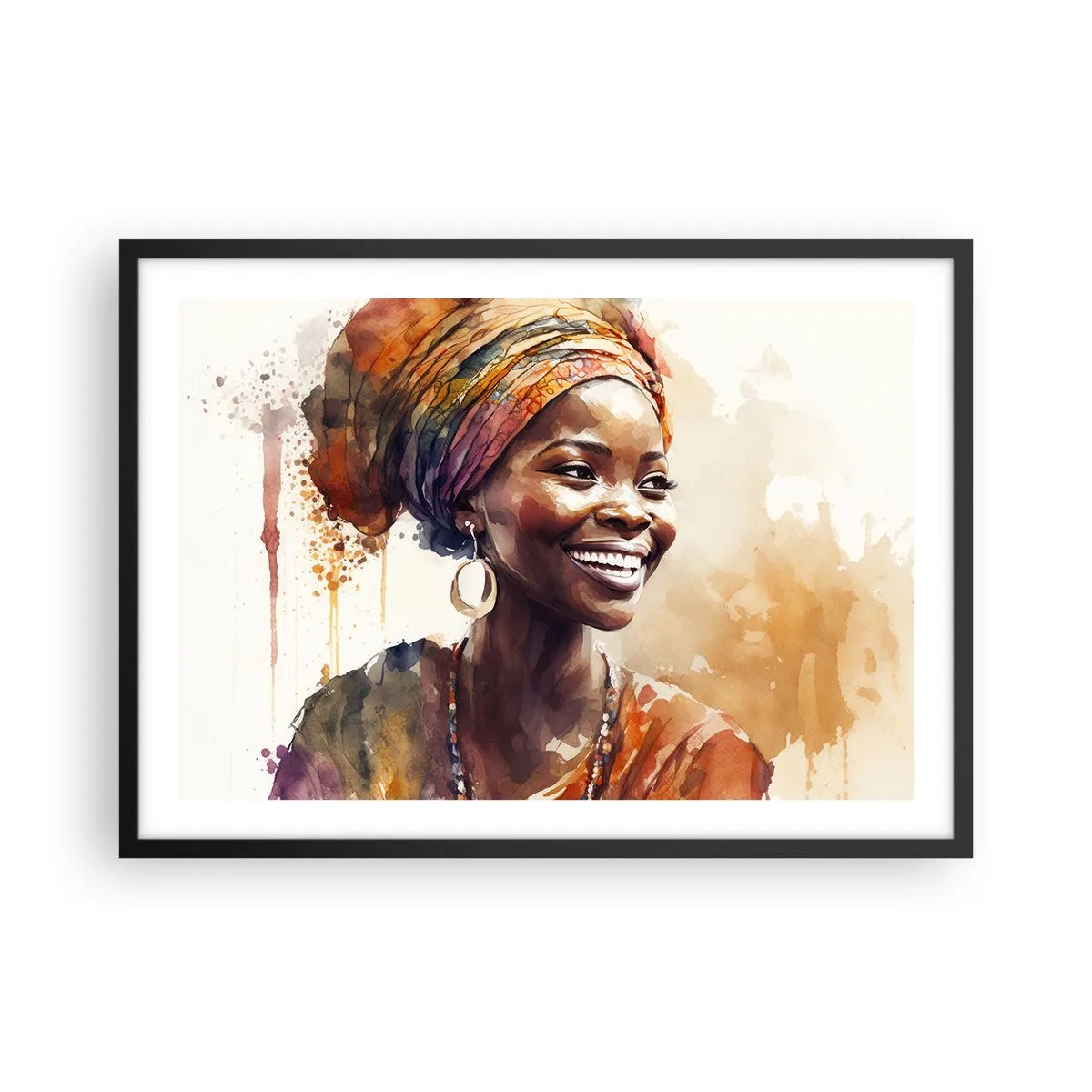 Poster in een zwarte lijst - Afrikaanse koningin - 70x50 cm