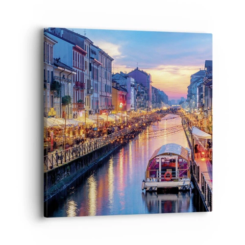 Schilderen op canvas - Een avond vol licht en plezier - 40x40 cm
