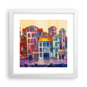 Poster in een witte lijst - Een stad als uit een sprookje - 30x30 cm