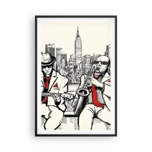 Poster in een zwarte lijst - Improvisatie van New York - 61x91 cm